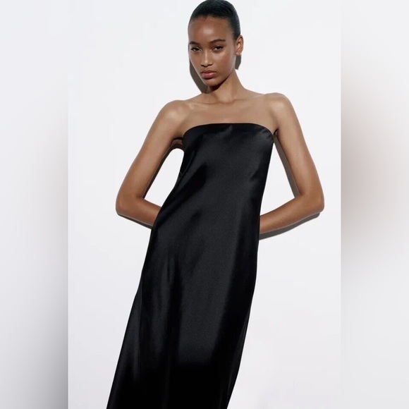 Zara Dresses & Skirts - Zara Satin Effect Dress - Black